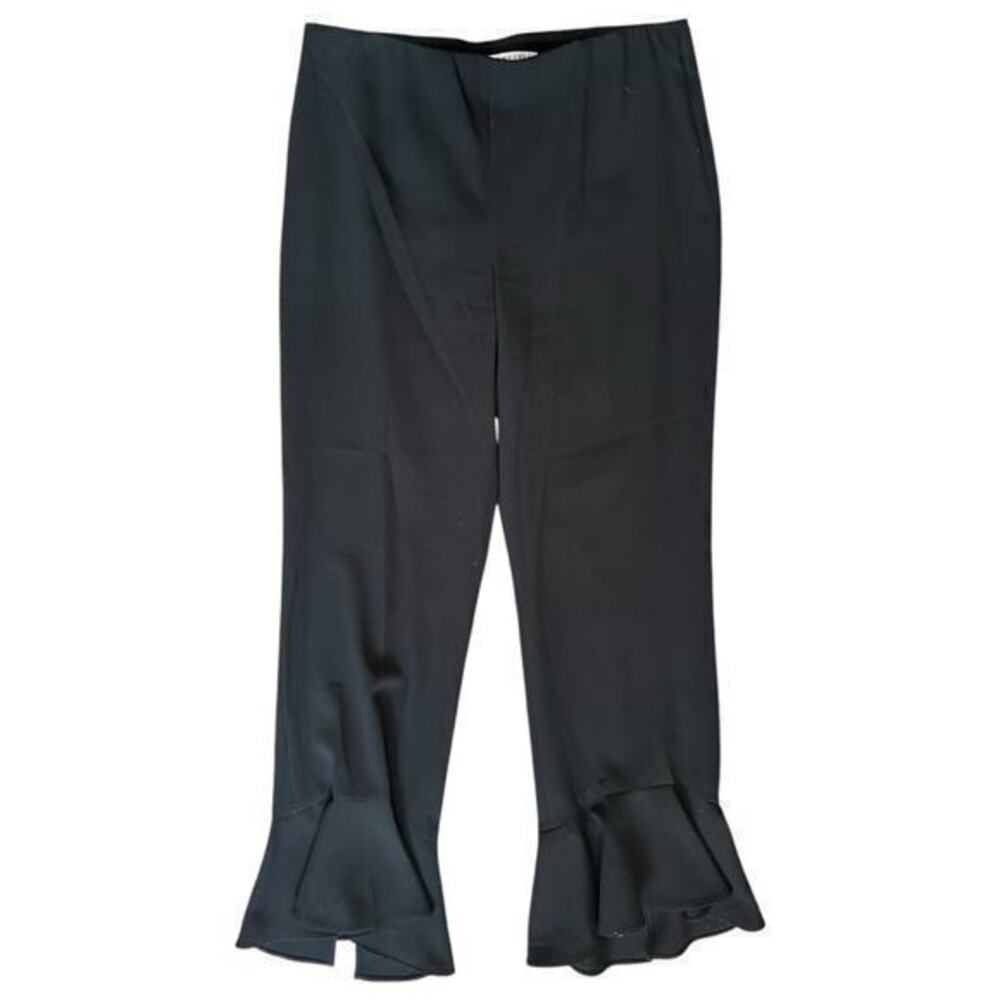 Donna Degnan Women’s Size 2 Black Pull On Frill Ruffled Hem Trousers Pants